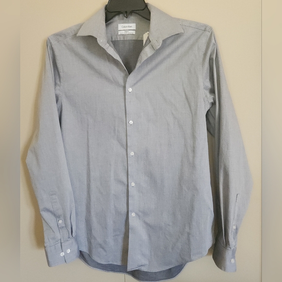 Calvin Klein Other - M24 Calvin Klein gray stretch micro-pattern slim wrinkle free long sleeve shirt